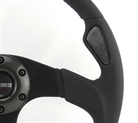 Preview: Momo Leder gelocht Sportlenkrad Jet 350mm schwarz Ring aus Carbonfaser steering wheel volante