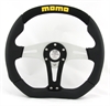 Preview: Momo Leder Sportlenkrad Trek Alcantara 350mm schwarz silber schwarz Alcantara steering wheel volante