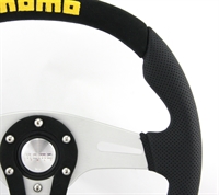 Preview: Momo Leder Sportlenkrad Trek Alcantara 350mm schwarz silber schwarz Alcantara steering wheel volante