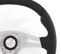 Preview: Momo Leder Sportlenkrad Trek R 350mm schwarz silber chrom steering wheel volante