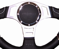 Preview: Momo Leder Sportlenkrad Millenium Sport 350mm schwarz, grau silber steering wheel volante