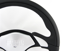 Preview: Momo Leder Sportlenkrad X-Avion 350mm schwarz black silber steering wheel volante