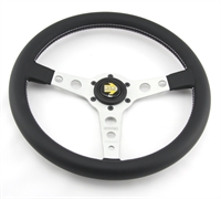 Preview: Momo Leder Sportlenkrad Prototipo 350mm schwarz silber steering wheel volante