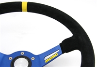 Preview: Momo Wildleder Sportlenkrad Modell MOD. 08 350mm schwarz blau steering wheel volante