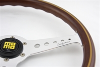 Preview: Momo Holz Mahagoni Sportlenkrad Heritage California 360mm braun silber chrom steering wheel volante