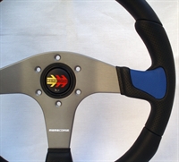 Preview: Momo Polyurethan Sportlenkrad Devil 350mm schwarz blau anthrazit silber steering wheel volante