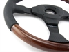 Preview: Momo Holz Mahagoni Sportlenkrad Dark Fighter 350mm braun schwarz steering wheel volante