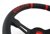 Preview: VDRIFT33NROSL Momo Leder Sportlenkrad Drifting 33cm 330mm schwarz rot steering wheel volante