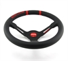 Preview: VDRIFT33NROSL Momo Leder Sportlenkrad Drifting 33cm 330mm schwarz rot steering wheel volante