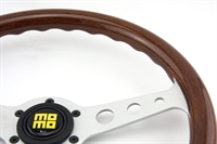 Preview: Momo Holz Mahagoni Sportlenkrad Heritage Indy 350mm braun silber steering wheel volante