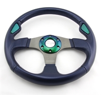 Preview: Momo Leder gelocht Sportlenkrad Jet 350mm blau, grün steering wheel volante