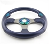 Preview: Momo Leder gelocht Sportlenkrad Jet 350mm blau, grün steering wheel volante