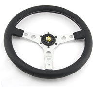 Preview: Momo Leder Sportlenkrad Prototipo 370mm schwarz silber steering wheel volante