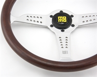 Preview: Momo Holz Mahagoni Sportlenkrad Heritage Super Grand Prix 350mm nussbaum matt verchromt steering wheel volante