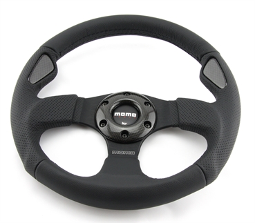 Momo Leder gelocht Sportlenkrad Jet 320mm schwarz Ring aus Carbonfaser steering wheel volante