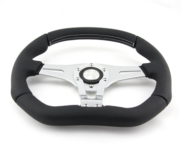 Momo Leder Sportlenkrad Trek R 350mm schwarz silber chrom steering wheel volante