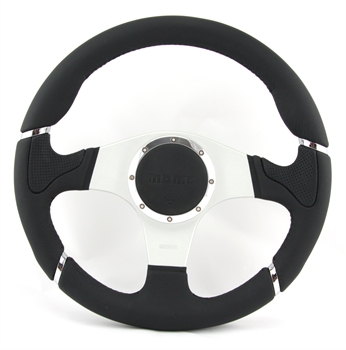 Momo Leder Sportlenkrad Millenium 350mm schwarz silber steering wheel volante