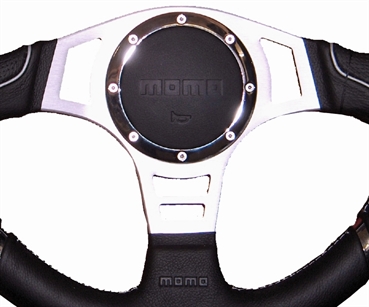 Momo Leder Sportlenkrad Millenium Sport 350mm schwarz, grau silber steering wheel volante