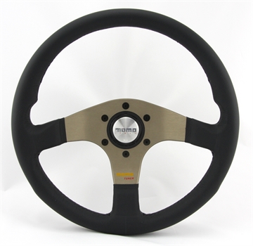 Momo Leder Sportlenkrad Tuner silber 32 320mm o.Ring schwarz anthrazit steering wheel volante