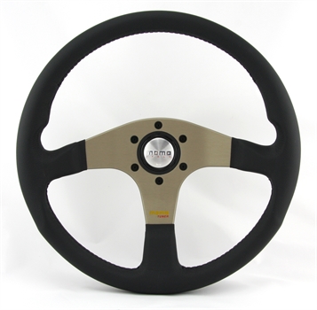 Momo Leder Sportlenkrad Tuner silber 35 350mm schwarz anthrazit ohne Ring steering wheel volante