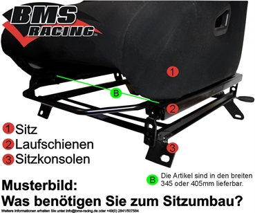 Universal Laufschienen 405mm Breite für einen Sitz Sportsitz Set Laufschienensatz