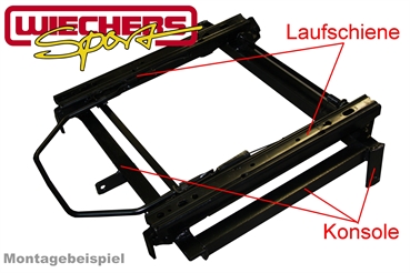 2x Wiechers Laufschienen mit 405mm Breite für einen Sitz Sportsitz Set Laufschienensatz