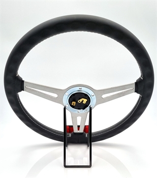 Momo Leder Sportlenkrad Retro 360mm schwarz silber steering wheel volante