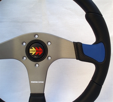 Momo Polyurethan Sportlenkrad Devil 350mm schwarz blau anthrazit silber steering wheel volante