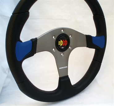 Momo Polyurethan Sportlenkrad Devil 350mm schwarz blau anthrazit silber steering wheel volante