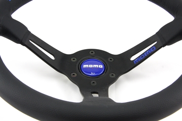 Momo Leder Sportlenkrad Drifting 330mm schwarz blau steering wheel volante