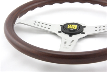 Momo Holz Mahagoni Sportlenkrad Heritage Grand Prix 350mm nussbaum matt silber steering wheel volante