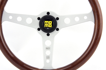 Momo Holz Mahagoni Sportlenkrad Heritage Indy 350mm braun silber steering wheel volante