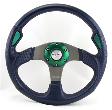 Momo Leder gelocht Sportlenkrad Jet 350mm blau, grün steering wheel volante