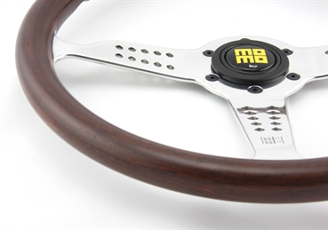 Momo Holz Mahagoni Sportlenkrad Heritage Super Grand Prix 350mm nussbaum matt verchromt steering wheel volante