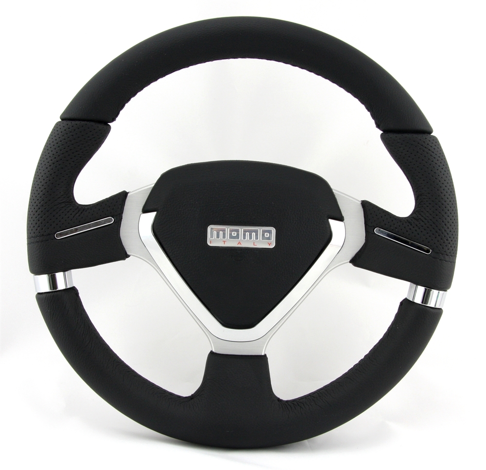BMS Racing Autotuning - Momo Leder Sportlenkrad Millenium EVO 320mm schwarz  silber steering wheel volante